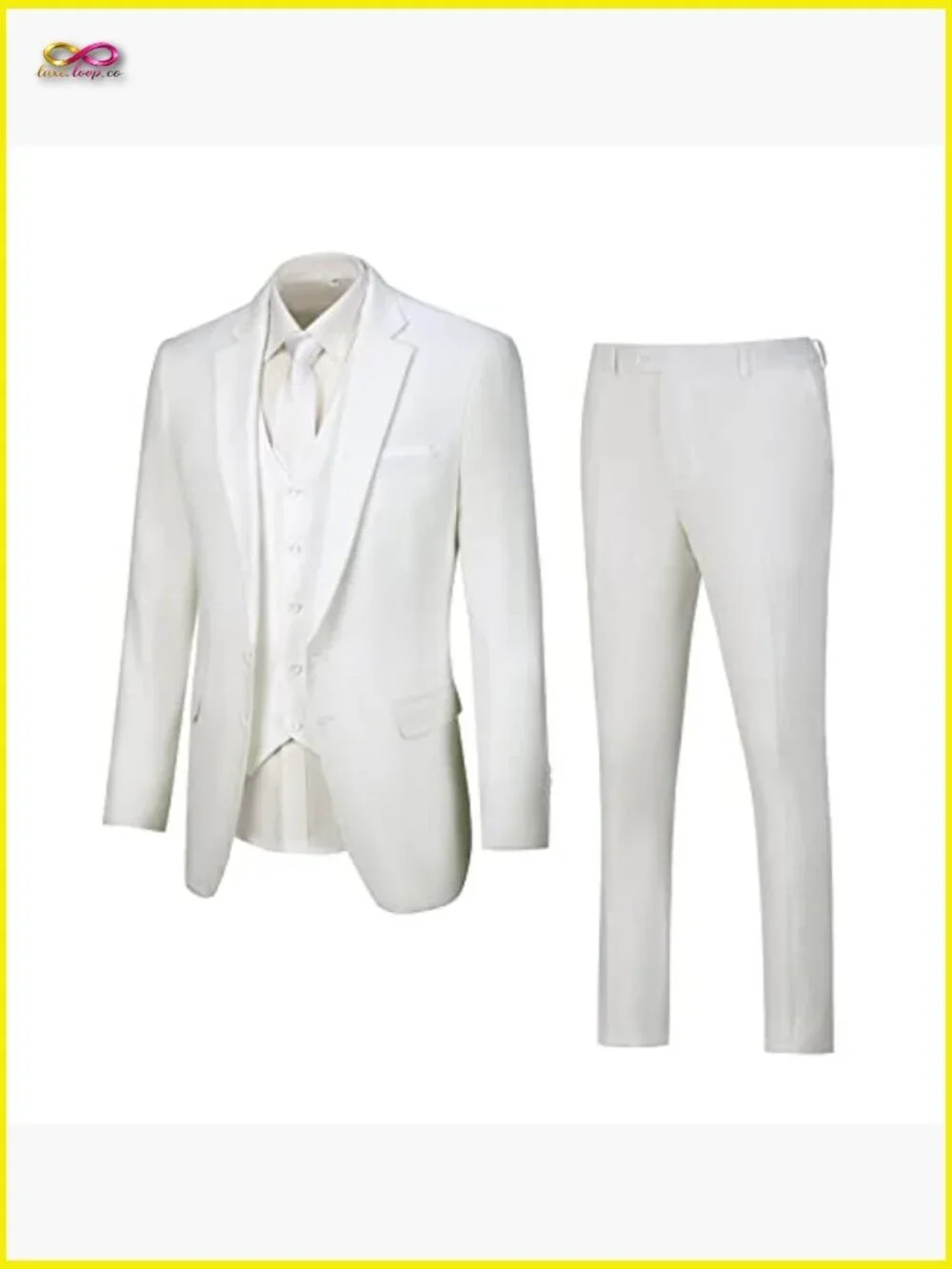 Linen Suit Set Vintage Retro Slim Fit Jacket Vest Pants Formal Wedding